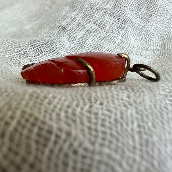 Vintage Asian Carnelian Buddha Pendant | 1930s–50s | Sterling Silver Bezel - Picture 12 of 16